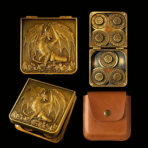 Miniatura 10 de Juego de dados giratorios de metal 7 en 1 para Dungeons & Dragons – Dados giratorios de bolsillo con tapa D4 D6 D8 D10 D12 D20 D% – Accesorio