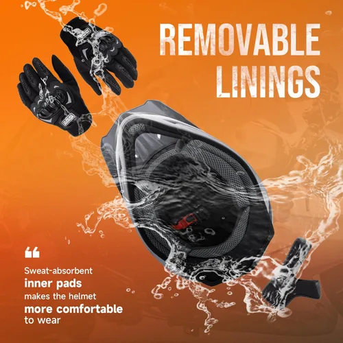 Miniatura 5 de OUMURS Casco de ATV Bicicleta de Tierra para Adultos con Gafas Guantes y Máscara Visera Solar Ajustable Casco de Motocicleta para Adultos Gris