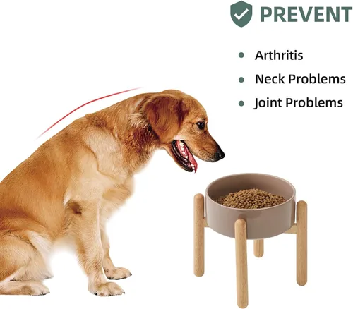 Miniatura 5 de Havniva Cuenco elevado de cerámica para perros de 8.3 pulgadas con soporte, cuencos elevados para perros de razas grandes, cuenco de agua
