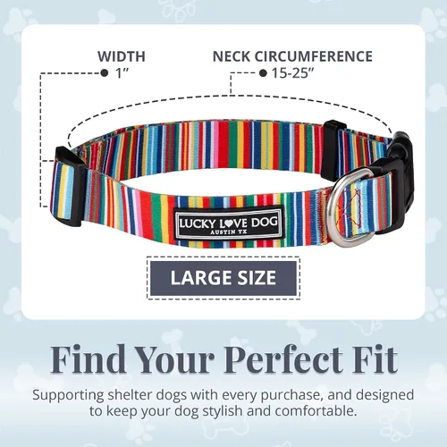 Miniatura 4 de Lucky Love Dog - Collar de perro ajustable con hebilla de fácil clic para los grandes, duradero y cómodo para perros machos y hembras, collar
