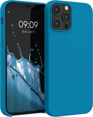 Miniatura 12 de kwmobile Funda compatible con Apple iPhone 12 Pro Max, funda de silicona TPU con acabado suave, color azul báltico