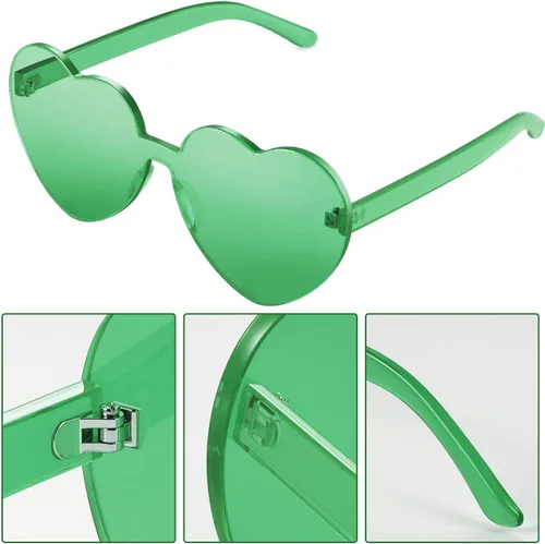 Miniatura 3 de Maxdot - Lentes de sol transparentes sin marco con forma de corazón para fiestas