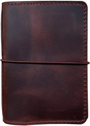 Miniatura 12 de Cubierta para cuaderno de viajeros con bolsillos interiores, ranuras para tarjetas y soporte para bolígrafo, tamaño pasaporte, marrón oscuro