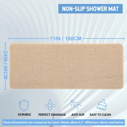 Miniatura 144 de Hargiis - Tapete antideslizante de secado rápido para tina y ducha, tapete exfoliante para pies, para baño, cocina u hotel, beige, 24 x 16 pulgadas