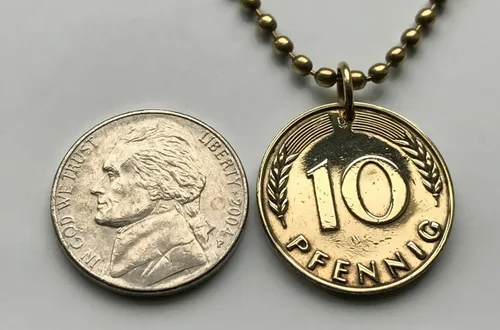 Miniatura 5 de 1949 Alemania Deutschland 10 Pfennig moneda colgante roble plántula plantación de árboles jardinería Berlín Hamburgo Múnich Colonia Frankfurt