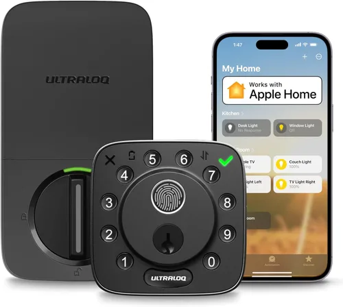 Miniatura 10 de ULTRALOQ Cerradura inteligente de huellas dactilares Bolt con sensor de puerta, cerrojo WiFi integrado con huella digital, código, aplicación, Negro