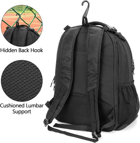 Miniatura 3 de DSLEAF Mochila de tenis para 2 raquetas, bolsa de tenis con espacio separado para zapatos ventilado para tenis, pickleball, bádminton, raqueta