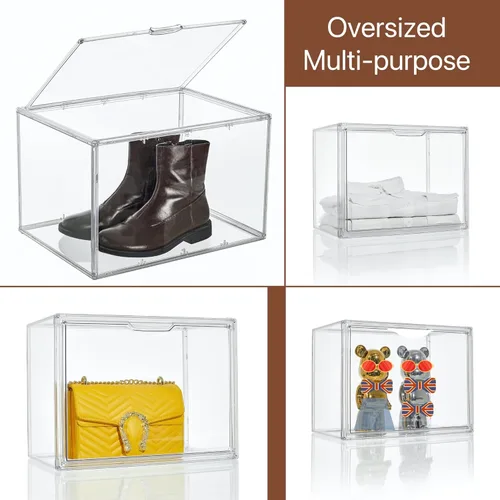 Miniatura 5 de Attelite - Vitrina de exhibición de acrílico transparente, caja de almacenamiento con puerta magnética, exhibidor de protección a prueba de polvo