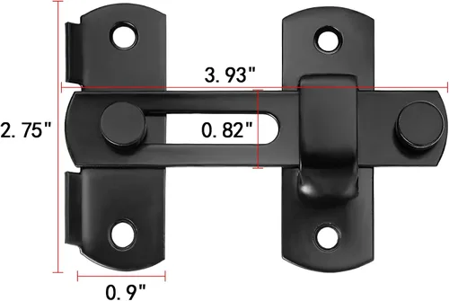 Miniatura 2 de INIRET Paquete de 5 pestillos para puerta de granero, 3.93 x 2.75 pulgadas, de acero inoxidable, color negro, cerraduras de puerta abatibles