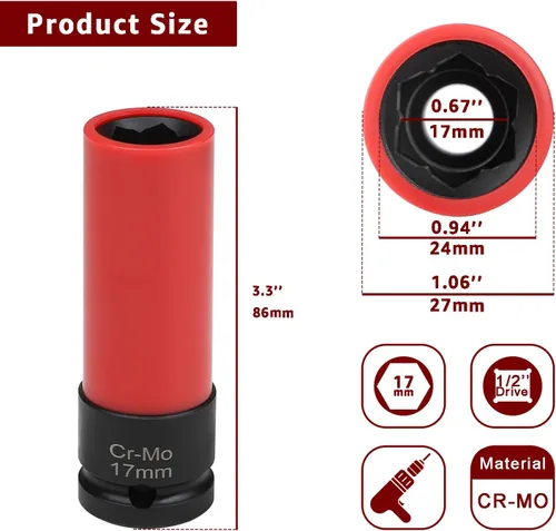 Miniatura 2 de Receptáculo protector para tuerca de rueda para Mercedes Benz con tuerca de rueda de cabeza de flor convexa de 17 mm