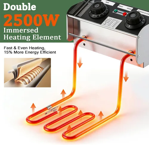 Miniatura 2 de Freidora eléctrica de 12 litros con canasta, freidora de aceite de encimera de 2500 W con temporizador y temperatura ajustable, olla de acero