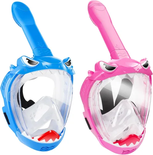 Miniatura 9 de Full Face Snorkel Mask for Kids with 180° Panoramic View, Snorkeling Set Featuring Anti-Leak and Anti-Fog Foldable Dry Top Design for Safe Azul