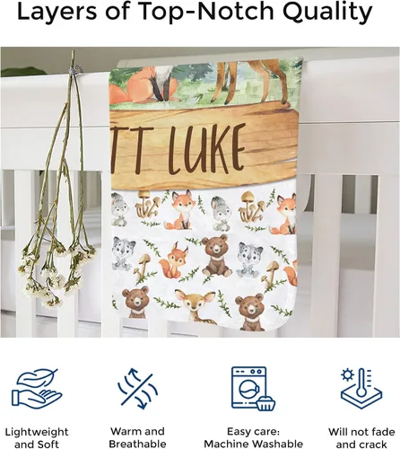 Miniatura 4 de MDPrints - Mantas de bebé personalizadas para niños, regalos personalizados para bebé niño con nombre, mantas de bebé personalizadas, forro polar