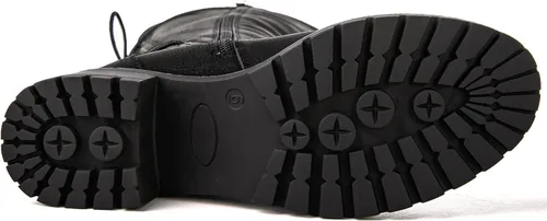 Miniatura 7 de GLOBALWIN - Botas de combate de equitación altas con cordones para mujer, cómodas botas góticas de motocicleta para mujer con cremallera y tacón