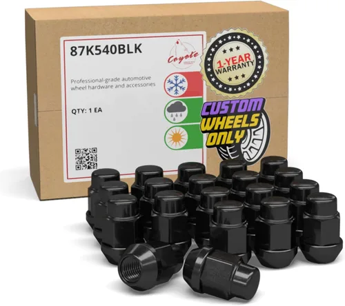 Wheel Accessories Parts 20 tuercas hexagonales de 7/16 a 20 roscas de 1.378 in y 1.38 pulgadas de largo, cromadas negras, hexagonales, se adaptan a