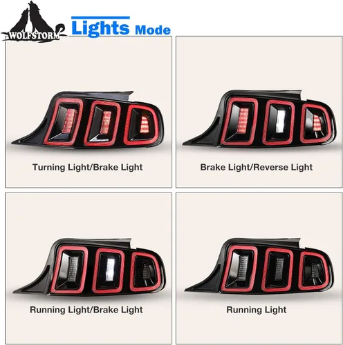 Miniatura 4 de WOLFSTORM Luz Trasera LED Compatible con Ford Mustang 2010 2011 2012 2013 2014 con Diseño de Luz de Giro Dinámico, Reemplazo de Luz Trasera