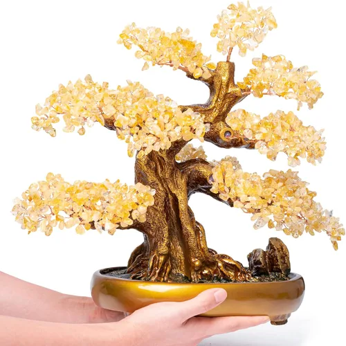 Miniatura 2 de Árbol bonsái de cristal de citrino natural, árbol de la vida, gran árbol de chakras de dinero Feng Shui para la suerte y la riqueza decoración