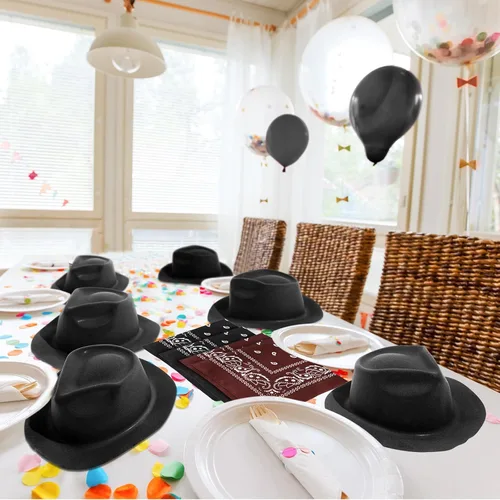 Miniatura 7 de Hillban Paquete de 48 Sombreros de Vaquero y Conjunto de Bandanas, Sombreros de Vaquera para Niños y Niñas, Sombreros de Fiesta de Vaquero