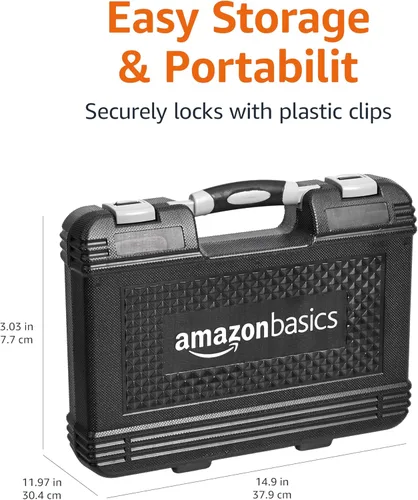 Miniatura 7 de Amazon Basics Juego de herramientas manuales de mecánico y reparación del hogar general de 65 piezas con estuche de almacenamiento, portátil, asas