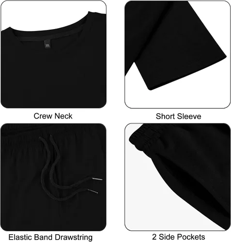 Miniatura 5 de Uni Clau Conjunto corto de 2 piezas para hombre, conjunto de camisa y pantalones cortos de verano a la moda