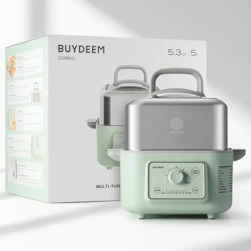 Miniatura 9 de BUYDEEM G52 - Vaporizador Eléctrico de Alimentos de 5.3 Cuartos de Galón para 2-4 Porciones, Vaporizador de Verduras para Cocinar, Mantiene Caliente