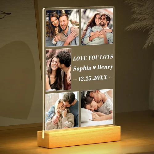 Miniatura 6 de Marcos de fotos personalizados con foto, marco de fotos personalizado con luz nocturna, marco de fotos personalizado, regalos personalizados de 5