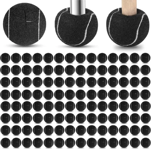 Miniatura 8 de Macarrie 250 pelotas de tenis precortadas para sillas, sillas de pelota de tenis, cubiertas de pies, pelotas para patas de muebles, para aula, Negro