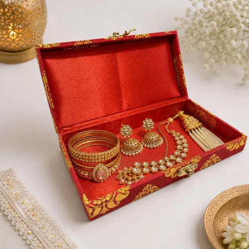 Miniatura 4 de LOVENSPIRE Caja organizadora de viaje de brocado, 4 unidades, cajas de regalo para bodas indias musulmanas paquistaníes punjabi, recuerdo de Nikah