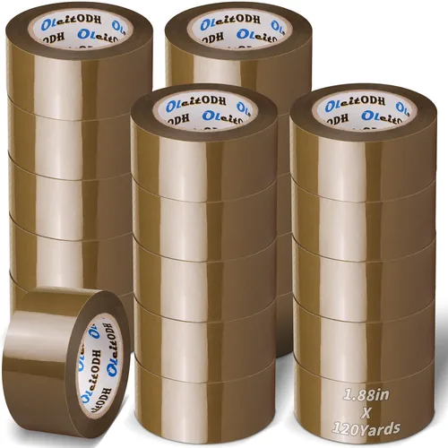 Miniatura 12 de Oleitodh 36 rollos de cinta de embalaje marrón con dispensador, cinta de envío resistente de 1.88 pulgadas x 60 yardas, repuestos de cinta