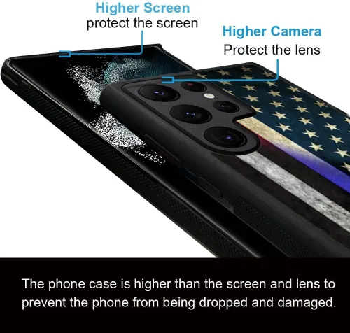 Miniatura 4 de ZHEGAILIAN Funda para Samsung Galaxy S22 Ultra - Thin Blue Line American Flag Design, protección contra caídas para pantalla de 6,8 pulgadas