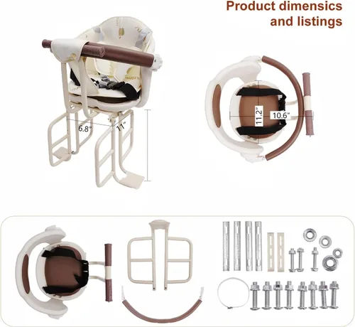 Miniatura 3 de Asiento trasero para bicicleta para niños, relleno extraíble cerrado para niños de 6 meses a 6 años Mounted Child Bike Seat Wraparound Attachment