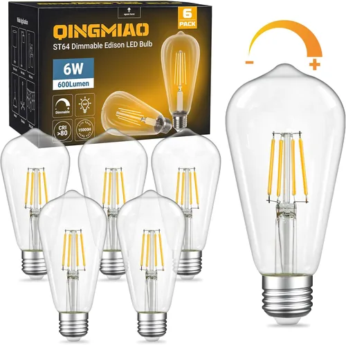Miniatura 8 de Bombillas LED Edison regulables de 4 W (equivalente a 40 vatios), 400 lúmenes, blanco suave de 3000 K, bombillas LED con base ST64 E26, bombilla