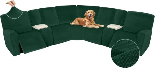 Miniatura 452 de Arfntevss Fundas de sofá seccional reclinable de terciopelo, Funda de sofá seccional de esquina para sofá reclinable, Funda elástica suave