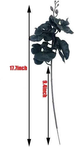 Miniatura 2 de Juego de 5 orquídeas artificiales artificiales de tacto real, orquídea de mariposa, orquídea bailarina de seda para boda, hogar, centro de mesa Negro