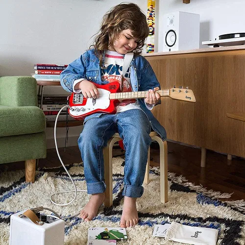 Miniatura 8 de Loog - Guitarra eléctrica mini para niños principiantes con amplificador incorporado, a partir de 3 años, aplicación de aprendizaje y lecciones Verde
