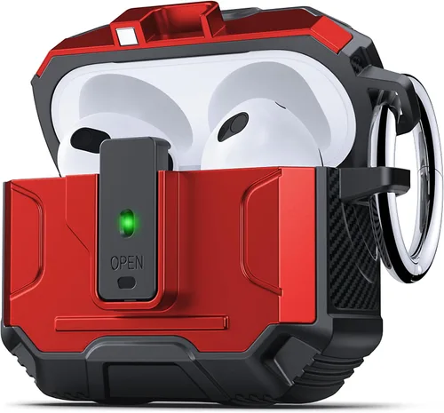 Miniatura 32 de DASFOND - Funda de armadura para AirPods de 2ª y 1ª generación, carcasa de cuerpo completo de grado militar a prueba de golpes, soporte de carga
