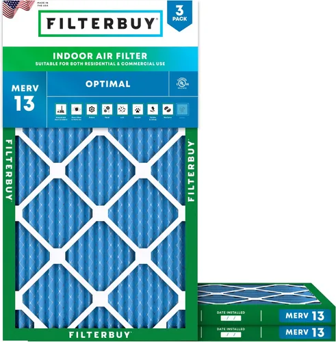 Miniatura 13 de Filterbuy Filtro de aire de 8 x 14 x 1 pulgadas MERV 13 de defensa óptima (paquete de 3), filtros de aire de repuesto plisados HVAC para calderas