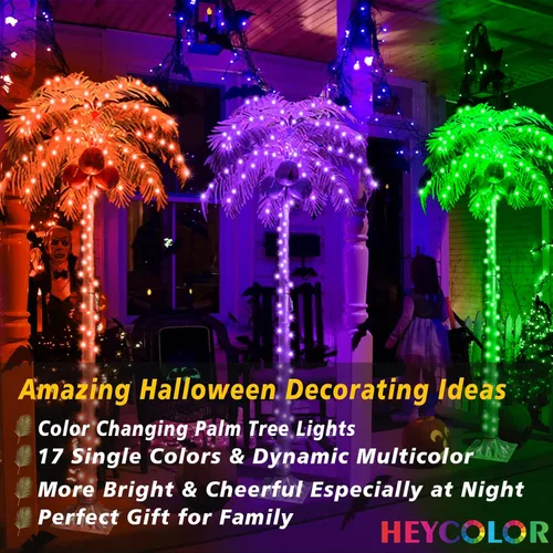Miniatura 3 de Palmeras iluminadas de 5 pies con control remoto, 35 colores cambiantes, palmeras artificiales iluminadas con cocos, palmera tropical para piscina
