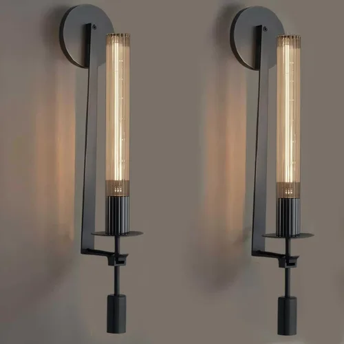 Miniatura 6 de LIGHTLAND Aplique de pared dorado, lámpara de pared moderna de metal y vidrio de 28 pulgadas, lámpara de pared para sala de estar, dormitorio