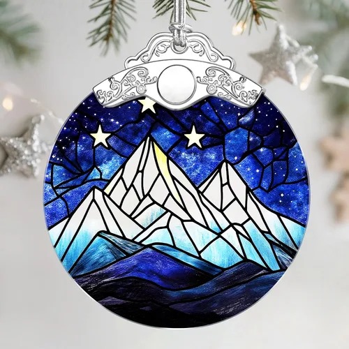 Miniatura 17 de Adorno de vitral, adorno de Navidad, adornos colgantes para decoración del hogar y adornos del árbol de Navidad, exquisita decoración navideña