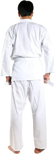 Miniatura 6 de FLUORY Uniforme de karate con cinturón libre, blanco Karate Gi para niños y adultos, talla 000-6