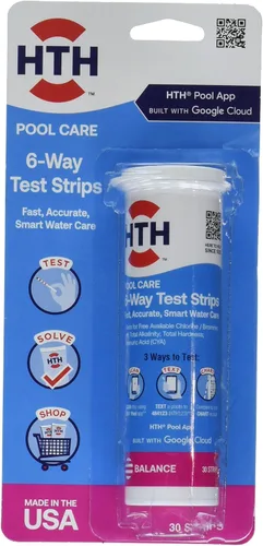 Miniatura 10 de HTH 1275 Kit de prueba de 6 vías para el cuidado de piscinas, probador químico de agua para piscinas, 100 pruebas
