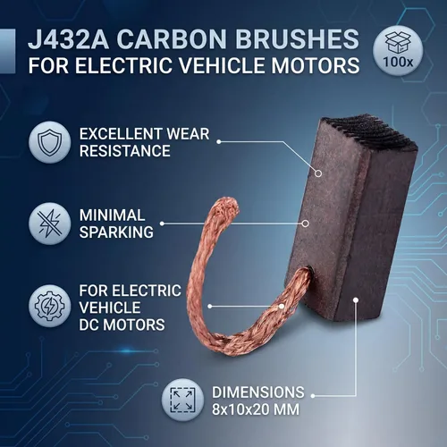Miniatura 3 de Kadimendium Kits de reemplazo de cepillos de carbono J432A 0.315x0.394x0.787 in Cepillos eléctricos de repuesto para vehículos eléctricos Motor DC