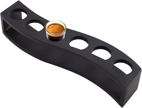 Miniatura 7 de NBEADS Soporte para 13 bandejas de vidrio de chupito, estante de madera de bambú, organizador de copas de vino de cerveza, base gruesa, servidor