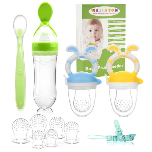 Miniatura 9 de Chupete Alimentador de Frutas para Bebé - Paquete de 6 2 Chupetes Alimentadores de Comida para Bebés y 2 Cucharas Dispensadoras de Comida