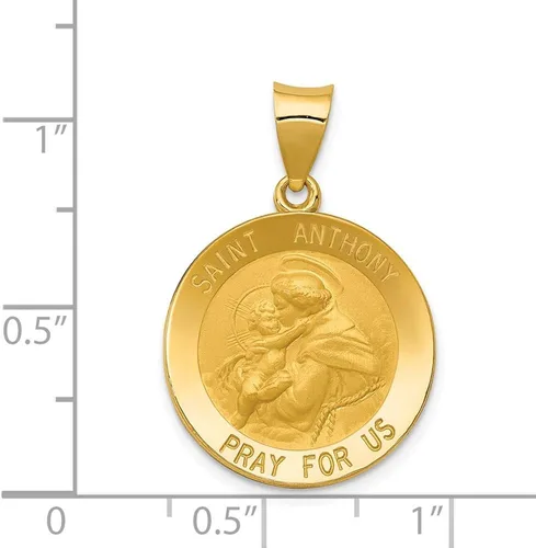 Miniatura 2 de Colgante de medalla de San Antonio de oro amarillo sólido de 14 quilates (1.063in x 0.748in), Oro amarillo