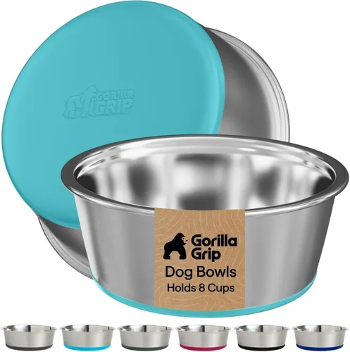 Miniatura 39 de GORILLA GRIP Tazones para perros, acero inoxidable 304 de grado alimenticio, capacidad para 2 tazas cada uno (16 onzas líquidas) para alimentos