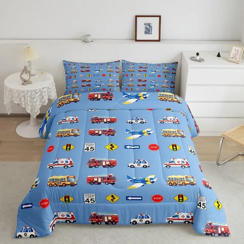 Miniatura 9 de Erosebridal Juego de ropa de cama de motocross tamaño individual, juego de edredón deportivo extremo para niños y adolescentes, edredón acolchado