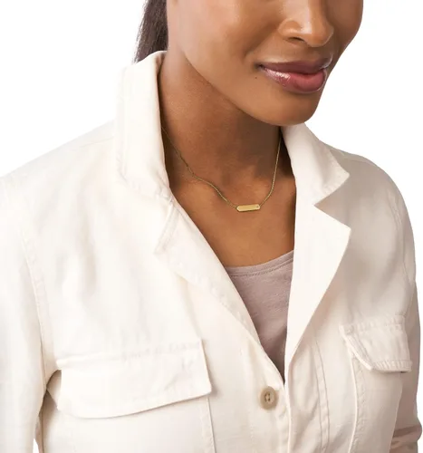 Miniatura 3 de Fossil - Collar de cadena con dije de acero inoxidable grabado y enchapado para mujer