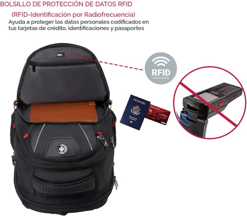 Miniatura 9 de Swissdigital - Mochila de diseño para viaje para hombres, compatible con TSA, con carga USB, protección RFID, mochila de negocios para laptops